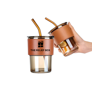 Coffee Glass Cup Straw Mug