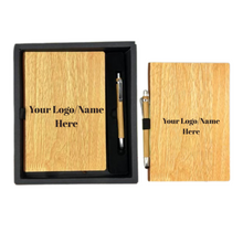 Load image into Gallery viewer, Bamboo Notebook with Pen &amp; Gift Box
