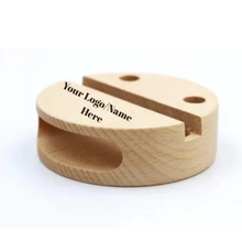 Load image into Gallery viewer, Bamboo Mobile Stand with Amplifier Speaker Round with Penholder
