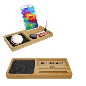 Bamboo Multi Purpose Desk Organizer with Mobile Stand