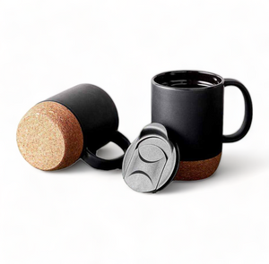 Cork Bottom Ceramic Coffee Mug with Lid 30ml
