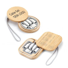 Load image into Gallery viewer, Bamboo Charger Cable Set (SQUARE)
