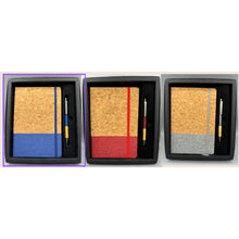 Load image into Gallery viewer, Eco Friendly Cork Fabric Notebook with Stylus Bamboo Accent Pen
