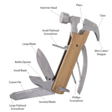 Load image into Gallery viewer, Bamboo Wood Multi Function 12in1 Multi Tool Hammer
