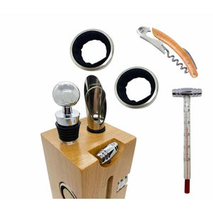 6in1 Bamboo Wine Block Wine Tools Set