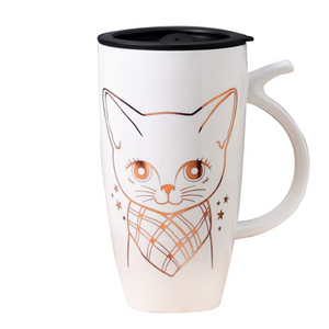 Cute Cat Creative Unique Tall Kitty Matte Ceramic  Mug