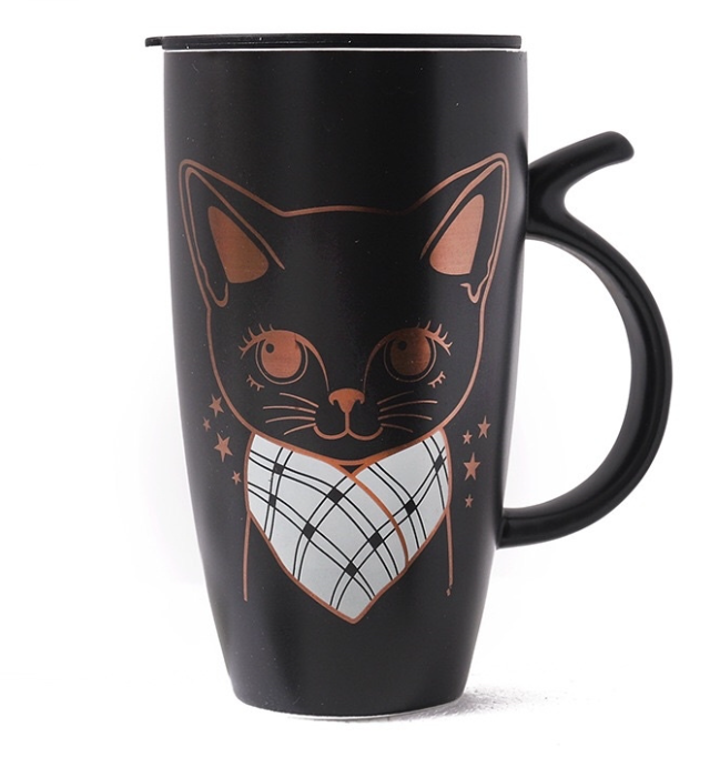 Cute Cat Creative Unique Tall Kitty Matte Ceramic  Mug