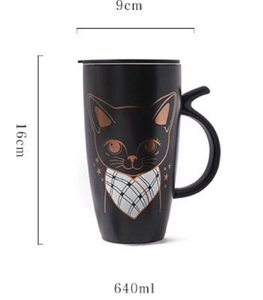 Cute Cat Creative Unique Tall Kitty Matte Ceramic  Mug